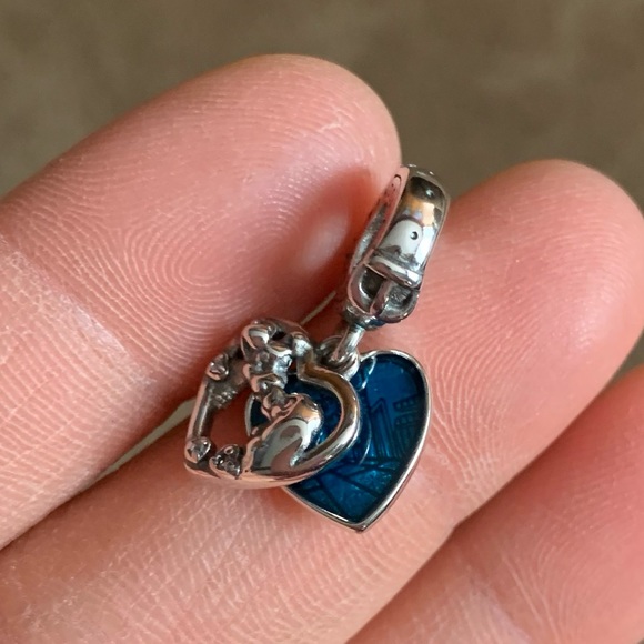 NWOT Disney Lady and the Tramp Heart Dangle Charm Pendant Sterling Silver 925 - Picture 3 of 10